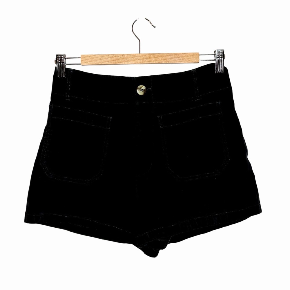 Maeve Colette Linen Blend High Rise Shorts Black Womens Size 28 Utility Chino